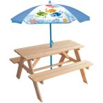 Mobilier de jardin - fun house - table pique - nique en bois ma petite carapace h. 53xl. 95xp. 100 cm ...