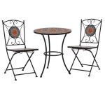 Mobilier de jardin - mosaïque - ensemble de bistrot - 1 table ronde - 2 chaises - fer enduit de poudre ... Mobilier de jardin - mosaïque - ensemble de bistrot - 1 table ronde - 2 chaises - fer enduit de poudre ...
