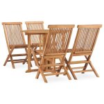 Mobilier de jardin - teck - ensemble pliable 5 pices - rsistant aux intempries - lgant - naturel ...
