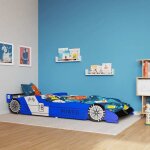 Lit voiture de course pour enfants - deco - ja1353493 - 90 x 200 cm - bleu - assemblage facile