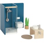 Mobilier maison de poupes - small foot - salle de bains - douche moderne - toilettes suspendues - 5 ...