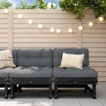 Mobilier de terrasse - bonnie - canap�s centraux de jardin - 2 pcs noir - bois de pin massif - 61 x 605 ...