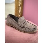 Mocassins confort femme effet daim - chaussures plates �l�gantes et confortables style penny loafer