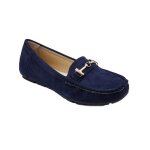 Mocassins femme grandes tailles 41 - 44 - chaussures lgantes confort en daim avec bride mtal dor
