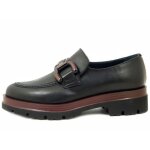 Mocassin pour femme - osvaldo pericoli ? cuir noir ? talon bas