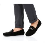 Mocassin femme de ville avec garniture daim noir mnd08 37