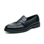 Mocassin homme business en similicuir couleur unie - noir