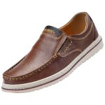 Mocassin homme casual en cuir confortable plat - marron