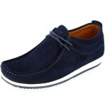 Mocassin homme de ville en cuir daim bleu Mocassin homme de ville en cuir daim bleu
