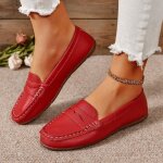 Mocassins plats ecelen pour femme printemps et été confortables et décontractés grande taille rouges Mocassins plats ecelen pour femme printemps et été confortables et décontractés grande taille rouges