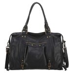 Mocca - sac � main en cuir vieilli noir - 13346