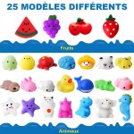 Mochi squishy toysmini jouets mochi - lot de 25 - multicolore - formes danimaux / fruits (style alatoire) ...