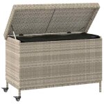 &mode bote de rangement de jardin / coffre  coussin extrieur - et roues gris clair - rsine tresse ...
