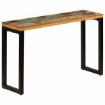 &mode table console pour salon - grande table basse - 120x35x76 cm - bois de r�cup�ration solide et acier ...