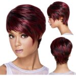 Mode temprament synthtique messy perruque de cheveux rouge perruques femme fibre dw1833