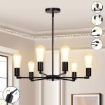 Moderne 6 lumires suspension lustre salon luminaire industrielle - plafonnier en mtal noir - pour salle ...