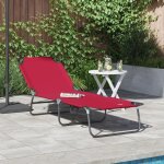Moderne bain de soleil chaise longue pliante portable rouge en tissu oxford 600d @fr(250642)