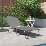 Moderne bain de soleil transat pliant portable gris en tissu oxford 600d @fr(925493) Moderne bain de soleil transat pliant portable gris en tissu oxford 600d @fr(925493)