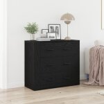 Moderne buffet commode armoire de chambre - noir ch�ne 33x80x70 cm bois reconstitu� @fr(633532)