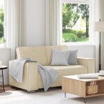 Moderne canap loveseat - canap relax convertible - crme 120 cm en simili cuir - canap salon mode ...