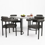 Moderne cuisine rectangulaire ensemble table et chaises set (5 pi�ces)avec 4 chaises de gris velours ...