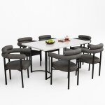 Moderne cuisine rectangulaire ensemble table et chaises set (7 pi�ces)avec 6 chaises de gris velours ...