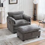 Moderne fauteuil de grande taille avec appui � pied et fauteuil fauteuil de salon en velvet avec poches ...