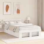 Moderne lit 2 places - cadre de lit adulte lit avec tiroirs - blanc 120 x 190 cm - bois de pin massif ...