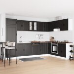 Moderne meuble sous - vasque buffet de cuisine porto avec �vier noir 80x46x845 cm en bois ding�nierie ...