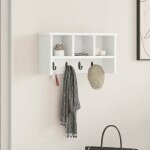 Moderne porte - manteau mural - portant � v�tements porte - manteau mural blanc 50x16x26 cm - bois ding�nierie ...