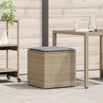 Moderne pouf de rangement - coffre de rangement extrieur beige rattan synthtique moyen @fr(568265)