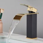 Moderne robinet salle de bain cascade design el�gant robinet lavabo mitigeur en laiton eau chaude et ...