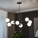 Rosnek moderne suspension luminaire lustre plafonnier industriel 8 lumi�res e27 base lampe de plafond ...
