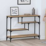 Moderne table basse - table de salon polyvalente - table console avec �tag�re ch�ne artisanal 100x30x75 ...