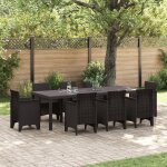 Moderne table de jardin - table dext�rieur marron 250x100x73 cm en poly rotin @fr(164668)