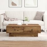 Moderne table de salon table basse bois ancien bois r�cup�r� 90 x 90 x 28 cm @fr(684528)