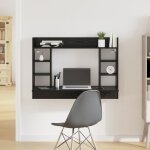 Moderne table de travail bureau mural chne noir 105x48x75 cm en bois dingnierie @fr(989515)