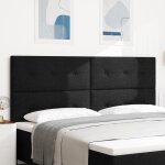 Moderne tte de lit chambre / meuble de tte de lit - bouton capitonn noir 200 cm tissu @fr(368022)
