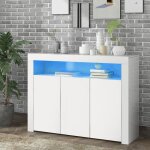 Modernluxe buffet dappoint blanc brillant avec éclairage led et télécommande blanc Modernluxe buffet dappoint blanc brillant avec éclairage led et télécommande blanc