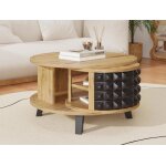 Modernluxe - table basse - avec rangement intérieur pivotant - naturel & noir Modernluxe - table basse - avec rangement intérieur pivotant - naturel & noir