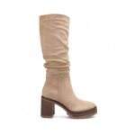 La modeuse - bottes cuissardes - bottes en sudine avec effet pliss. modle  talon large et plateforme ...