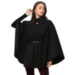 Cape mi - longue en matire textur  coupe arrondie. pour femme - manteaux - la modeuse