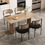 Modfu lot de 2 chaises de salle  manger en velours et rotin avec pieds en mtal. modernes et simples ...