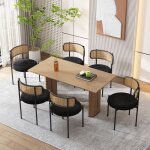 Modfu lot de 4 chaises de salle à manger en velours et rotin avec pieds en métal. modernes et simples ... Modfu lot de 4 chaises de salle à manger en velours et rotin avec pieds en métal. modernes et simples ...