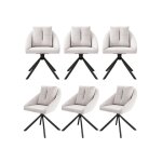 Modfu lot de 6 chaise de salle � manger pivotante. tissu en velours. beige