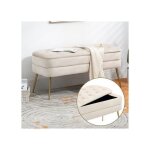 Modfu banc de rangement avec pieds en m�tal 10399 x 40 x 51 cm velours beige