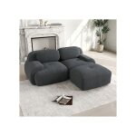 Modfu canap� canap� dangle avec accoudoirs courb�s canap� 3 places 208x178x75 cm velours c�tel� gris