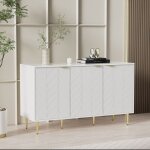 Modfu commode avec pieds et poignes dors buffet  2 niveaux et 6 compartiments 127x45x75 cm en mdf ...