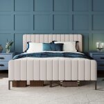 Modfu lit adulte lit capitonné double 160 x 200 cm cadre de lit avec tête de lit réglable lin gris et ... Modfu lit adulte lit capitonné double 160 x 200 cm cadre de lit avec tête de lit réglable lin gris et ...
