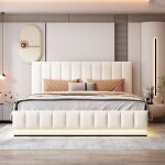 Modfu lit coffre 160 x 200 cm lit capitonné avec led sommier à lattes en similicuir blanc sans matelas ... Modfu lit coffre 160 x 200 cm lit capitonné avec led sommier à lattes en similicuir blanc sans matelas ...